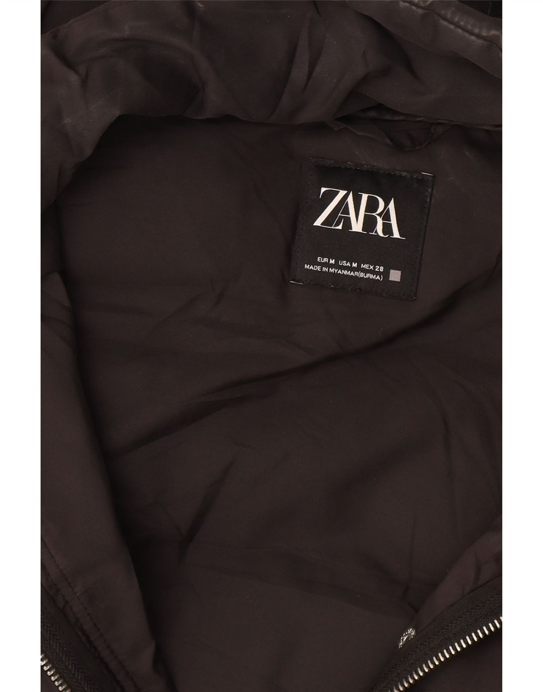 Zara Gilet rembourré à capuche pour femme UK 14 Medium Noir
