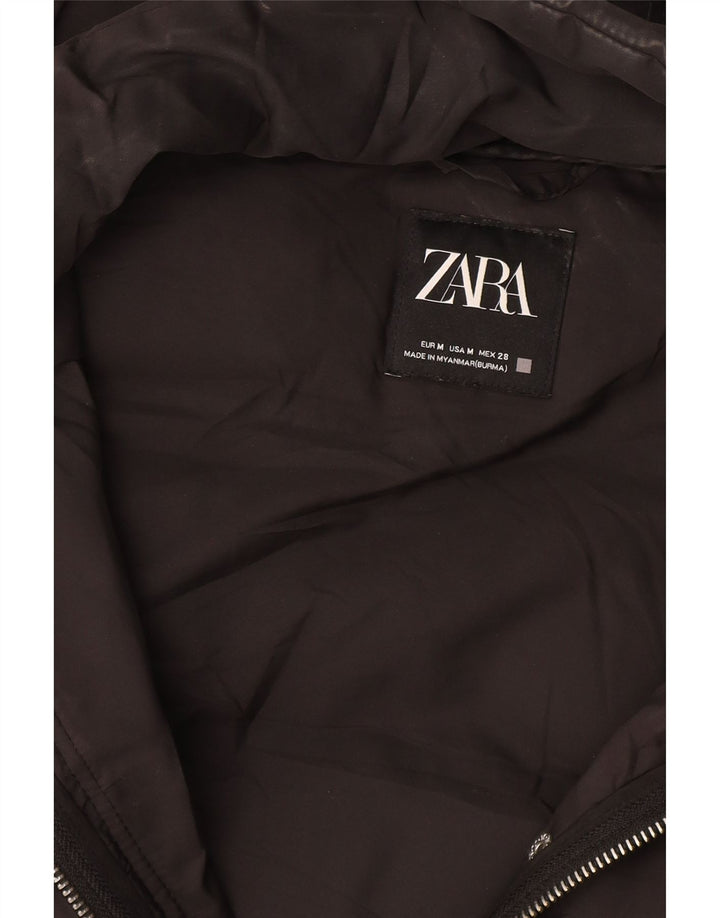 Zara Gilet rembourré à capuche pour femme UK 14 Medium Noir