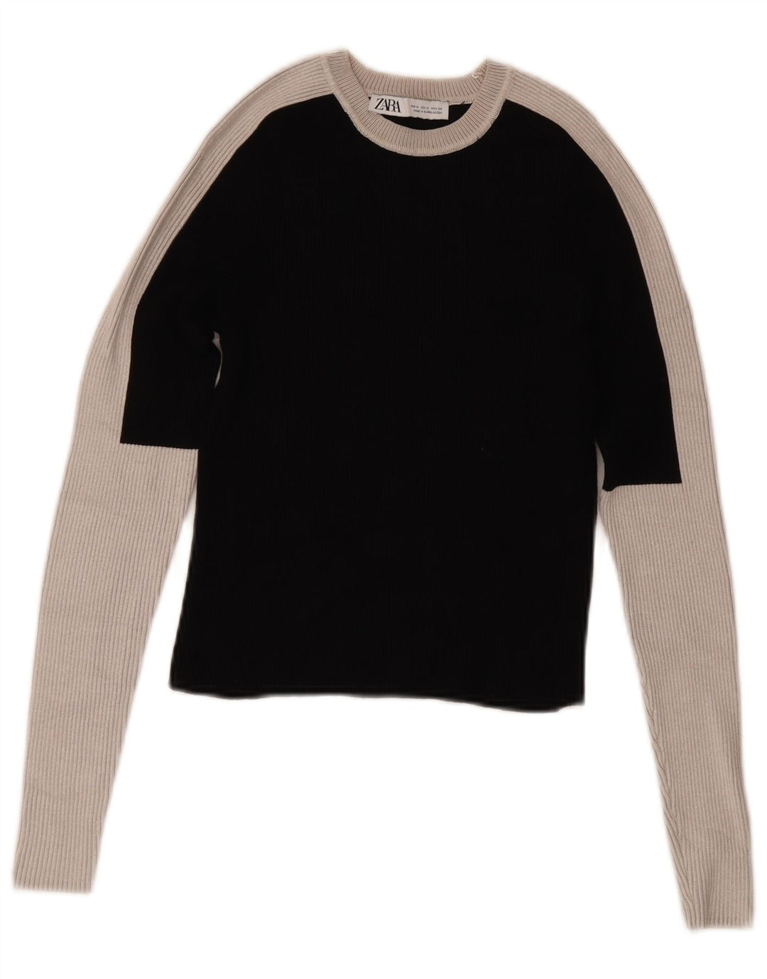 Zara Chemisier court à manches longues pour femme UK 12 Noir moyen Colourblock
