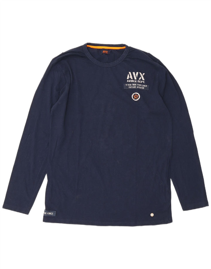 Avirex Haut Graphique Homme Manches Longues XL Bleu Marine Coton