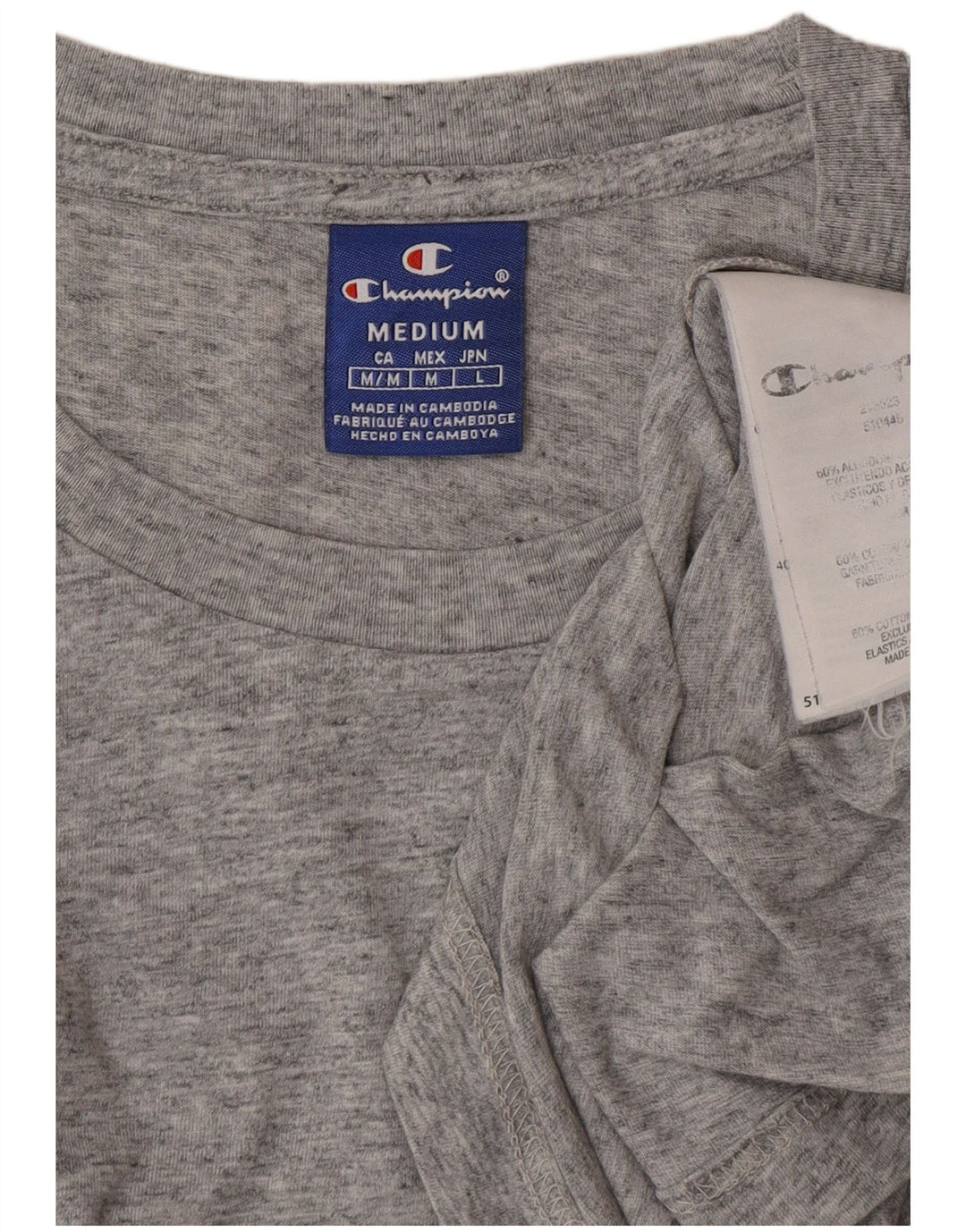 CHAMPION T-Shirt Graphique Homme Gris Moyen Moucheté Coton