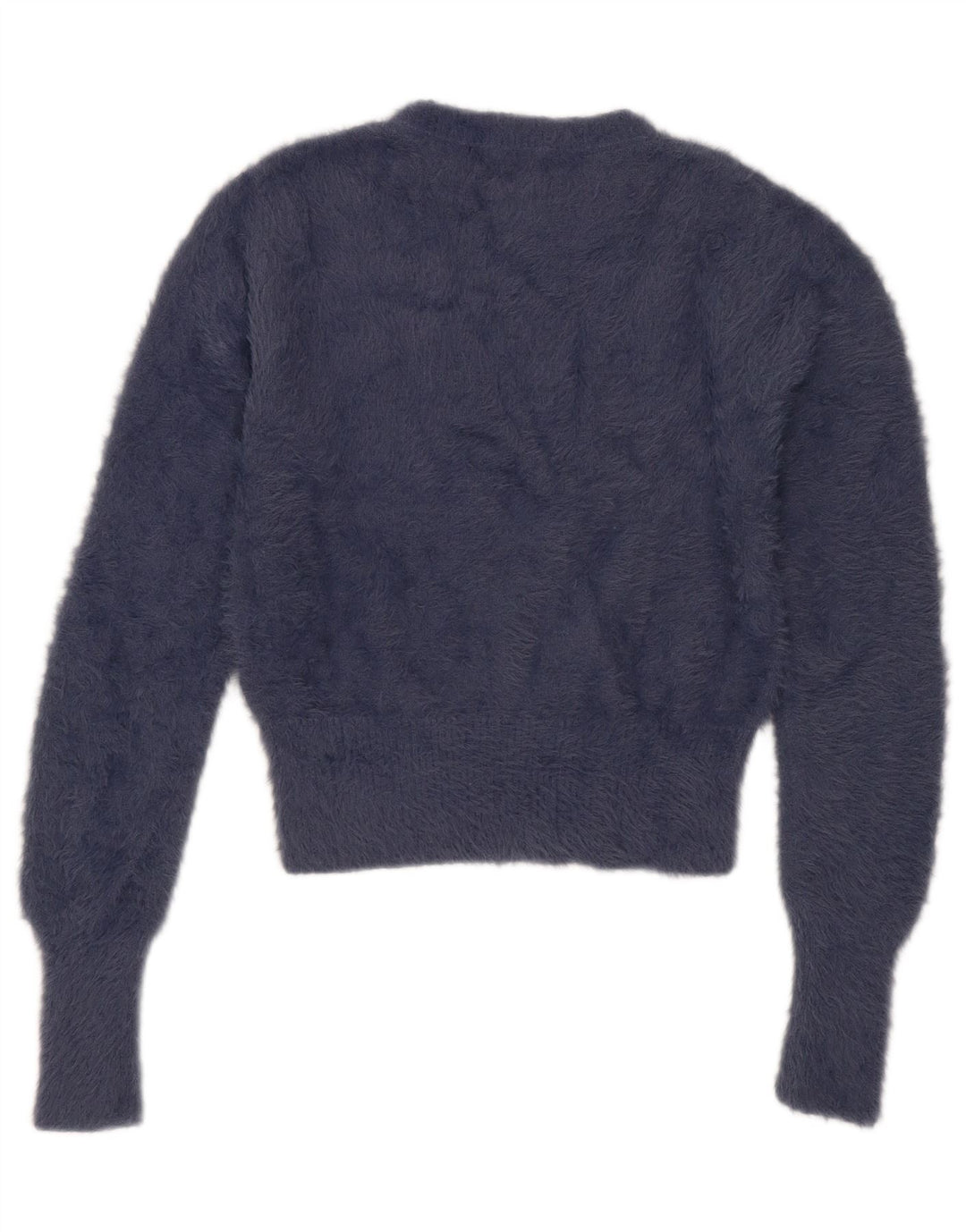 Zara Pull court à col rond pour femme UK 12 en nylon bleu marine moyen