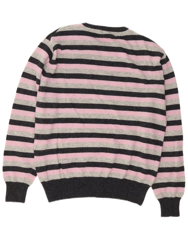Kappa Pull col rond homme en laine d'agneau rayé rose moyen