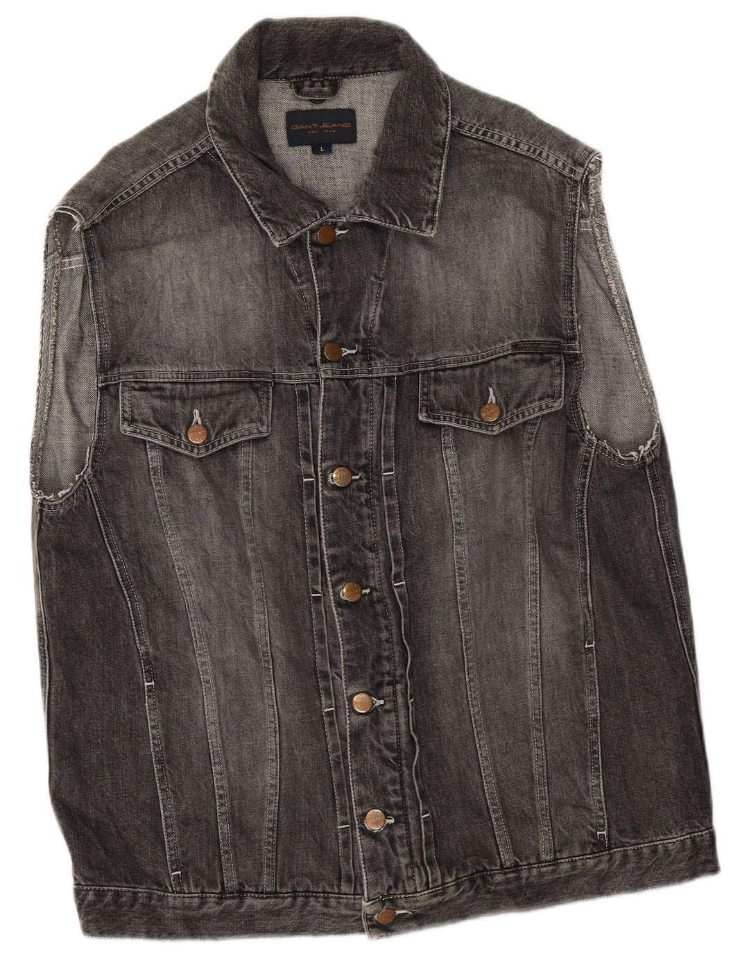 Gant Mens Denim Gilet UK 40 Large Gris Coton