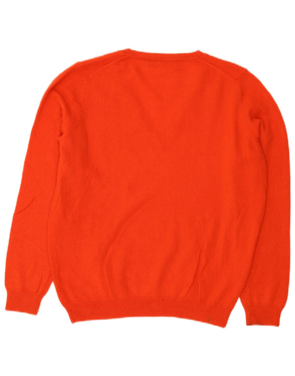 Marks & Spencer Pull col en V pour femme UK 16 Large Orange Cachemire