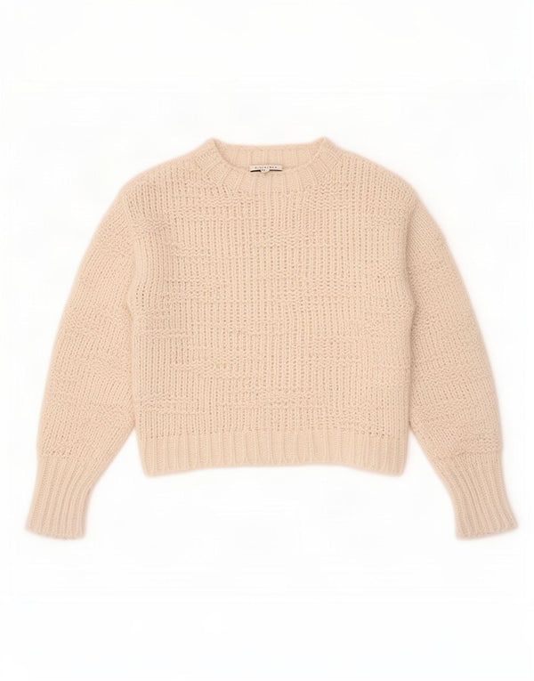 Topshop Pull court surdimensionné à col bateau pour femme UK 6 XS Blanc cassé