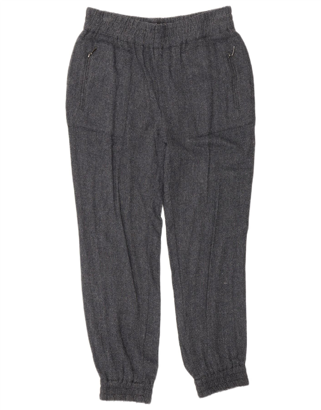 Zara Pantalon De Jogging Femme Moyen W28 L27 Bleu Marine Herringbone Viscose