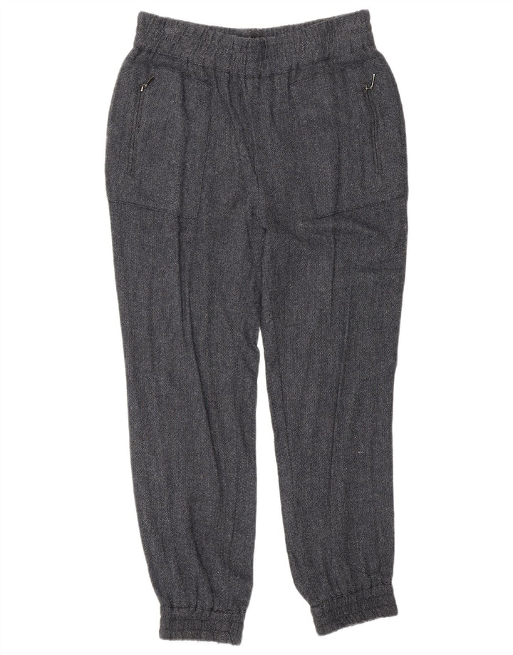 Zara Pantalon De Jogging Femme Moyen W28 L27 Bleu Marine Herringbone Viscose
