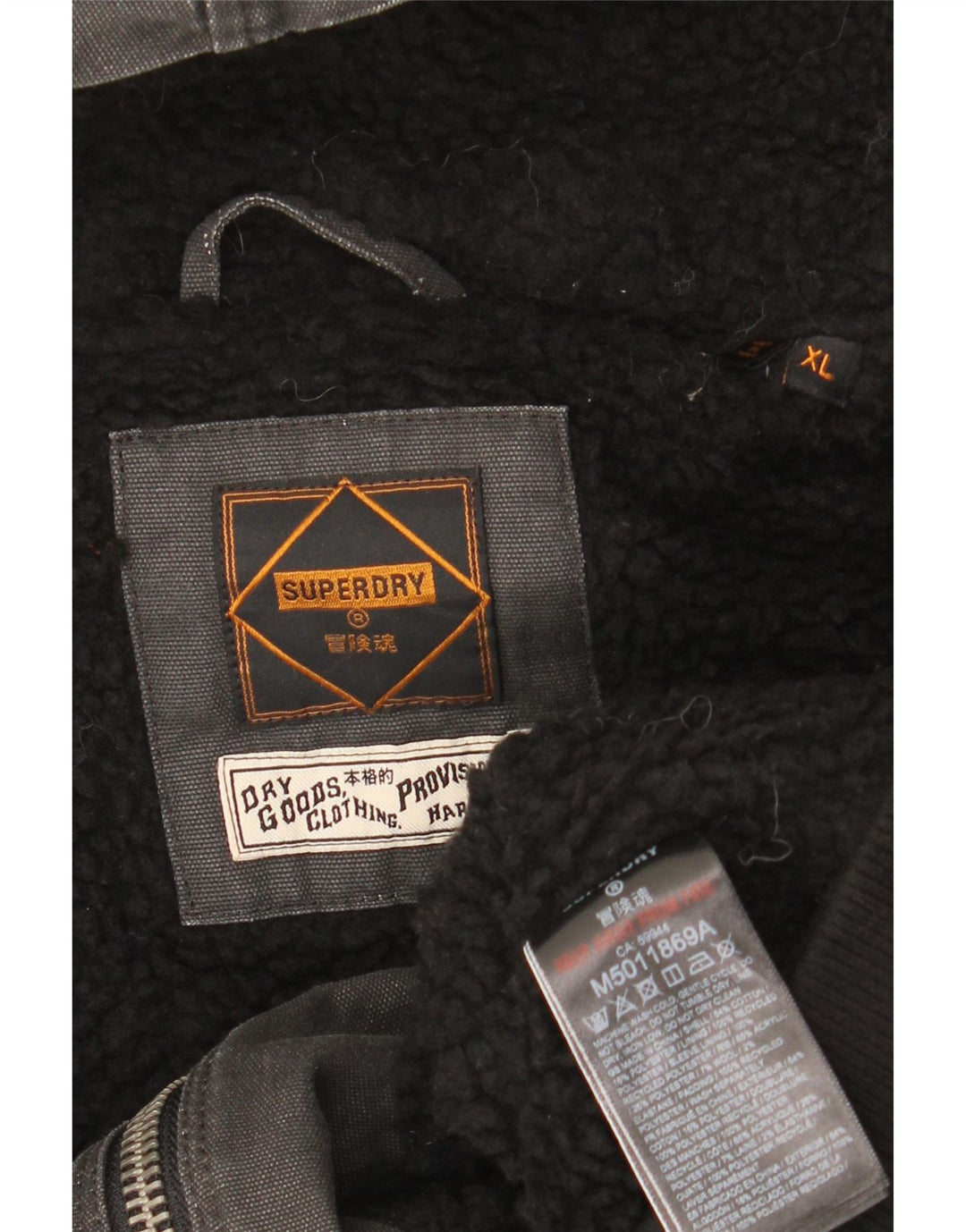 SUPERDRY Veste Sherpa à capuche pour homme UK 42 XL Gris Coton