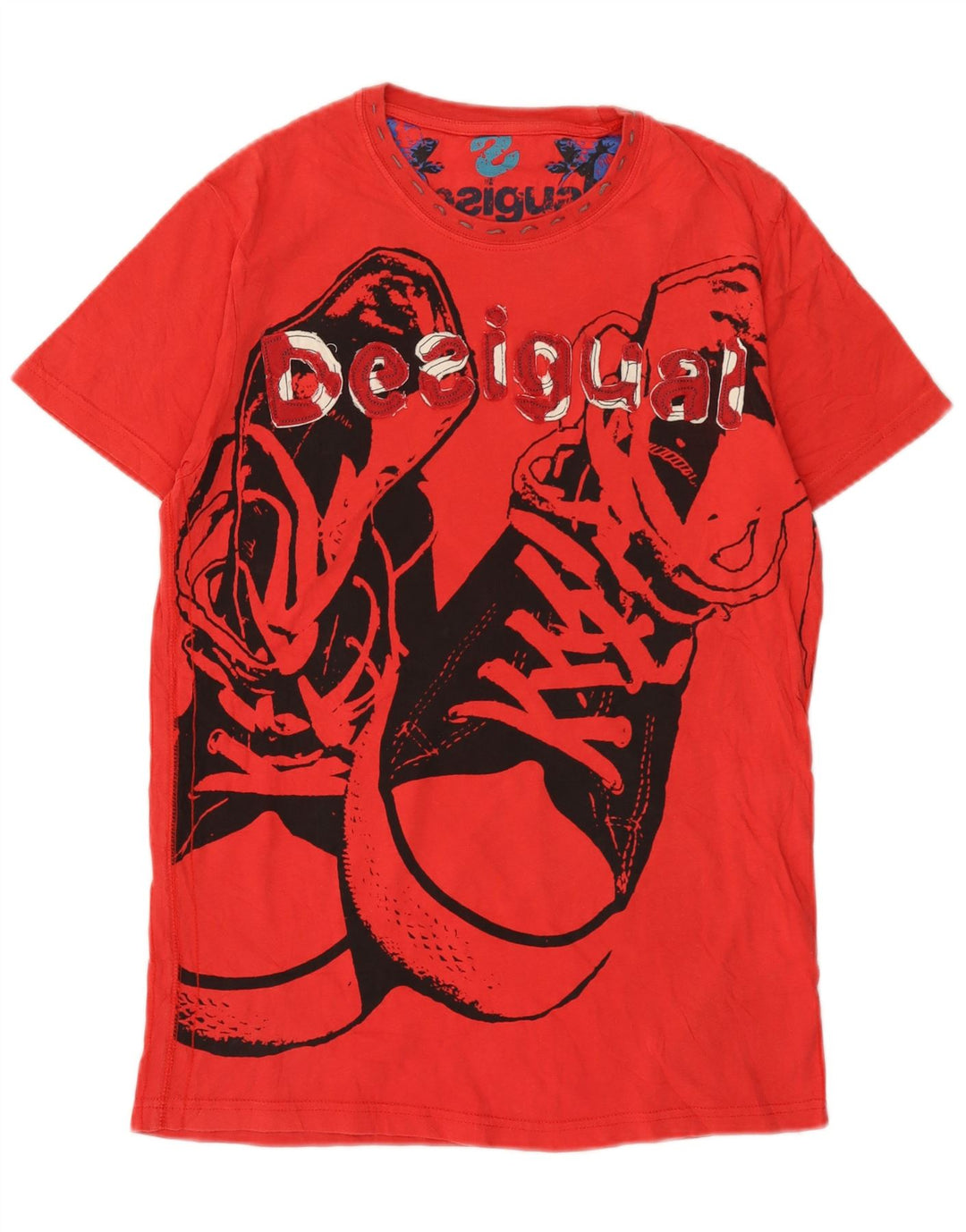DESIGUAL T-Shirt Graphique Homme Petit Rouge Coton