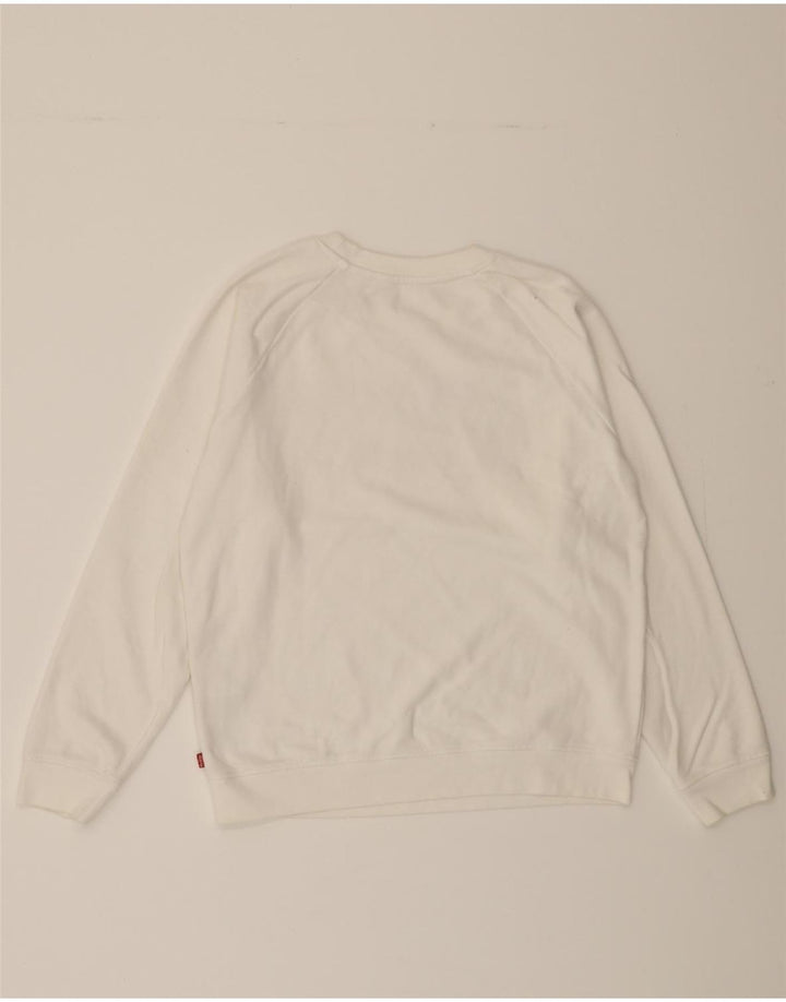 LEVI'S Womens Graphic Oversized Sweatshirt Jumper UK 6 XS White Cotton Vintage Levi's and Second-Hand Levi's from Messina Hembry 