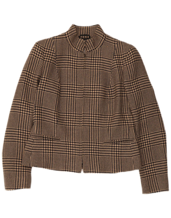 Intrend Veste blazer zippée pour femme UK 12 Marron moyen pied-de-poule