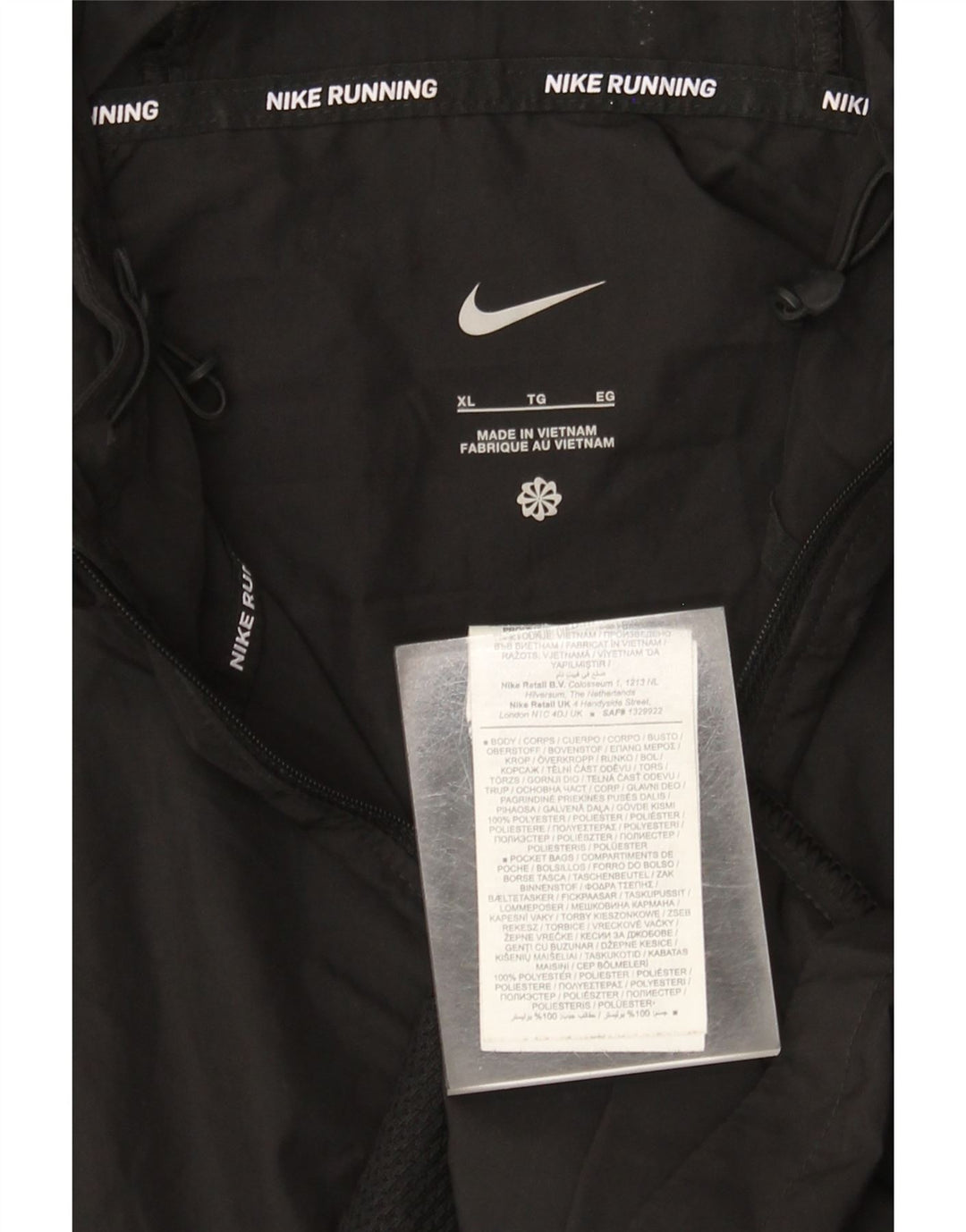 Nike Veste de pluie à capuche pour homme UK 42 XL Noir Polyester