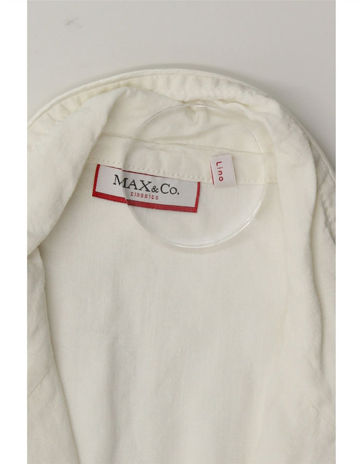 MAX & CO. Womens 2 Button Blazer Jacket UK 14 Medium White Linen Vintage Max & Co. and Second-Hand Max & Co. from Messina Hembry 