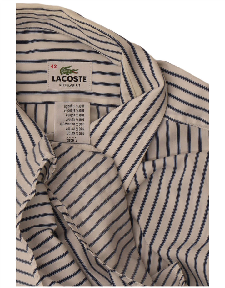 Lacoste Chemise coupe régulière à manches courtes pour homme Taille 42 Grandes rayures blanches