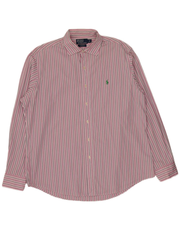 Polo Ralph Lauren Chemise Stanton Custom Fit XL en coton rayé rose pour homme