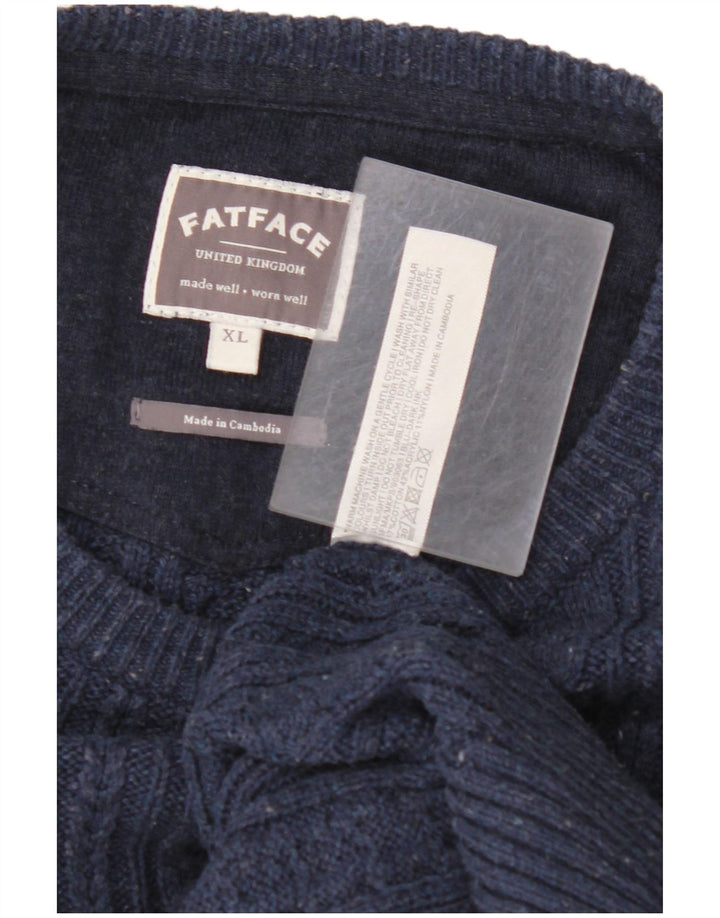 FAT FACE Pull Col Bateau Homme XL Bleu Marine Moucheté Coton