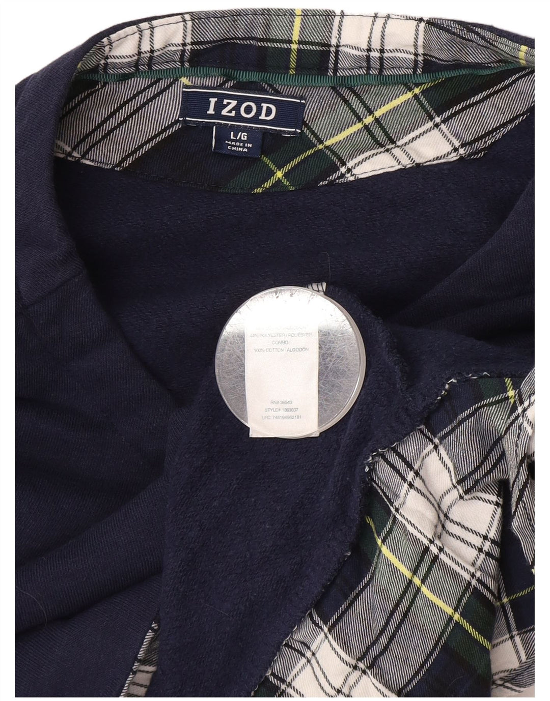 Izod Sweatshirt Jumper UK 16 Large Bleu Marine Coton