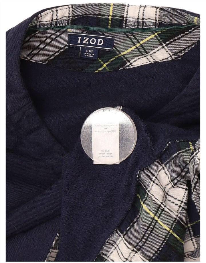 Izod Sweatshirt Jumper UK 16 Large Bleu Marine Coton
