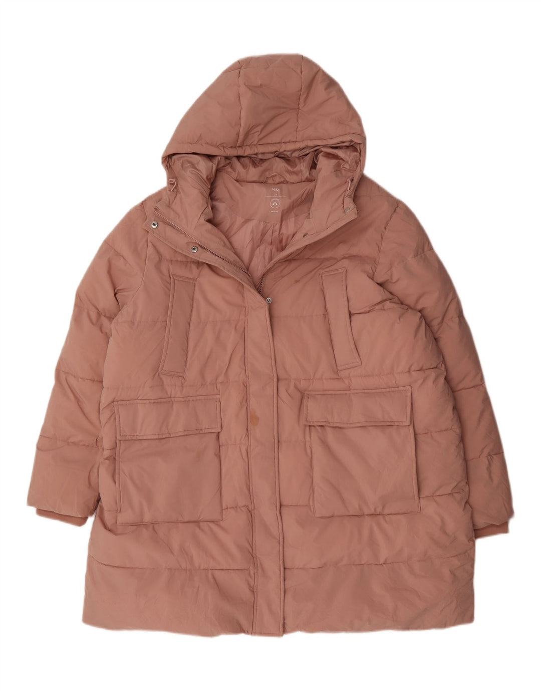 Marks & Spencer Manteau rembourré à capuche pour femme UK 24 4XL Rose Polyester