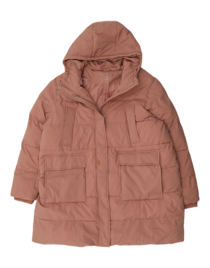 Marks & Spencer Manteau rembourré à capuche pour femme UK 24 4XL Rose Polyester