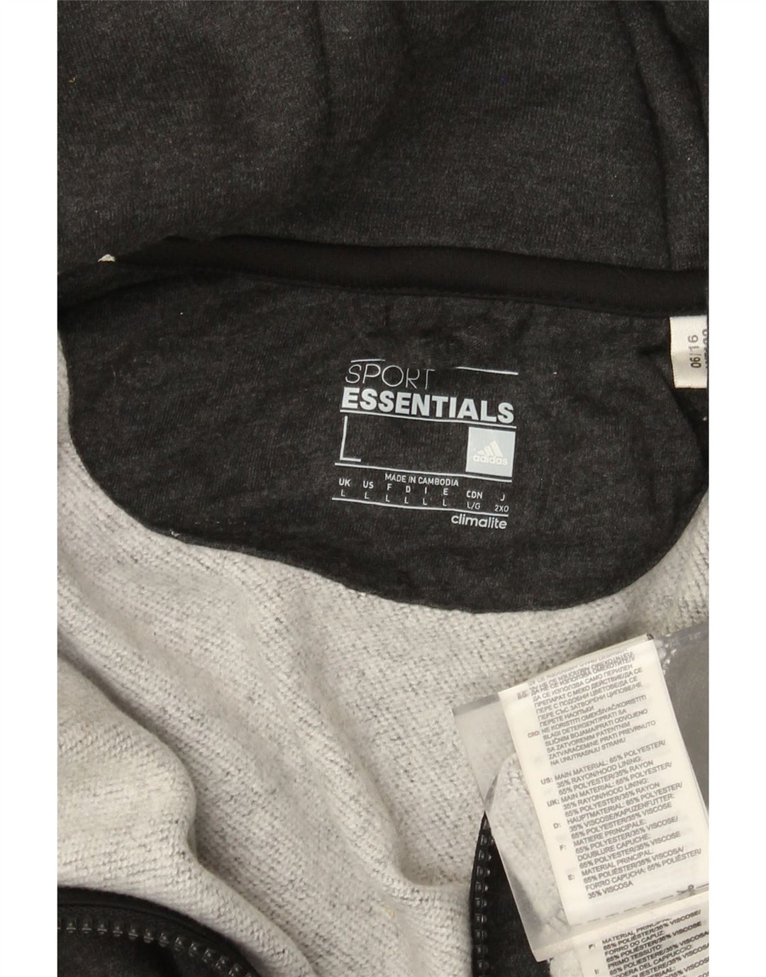 Adidas Pull à capuche zippé pour homme Large Gris Polyester