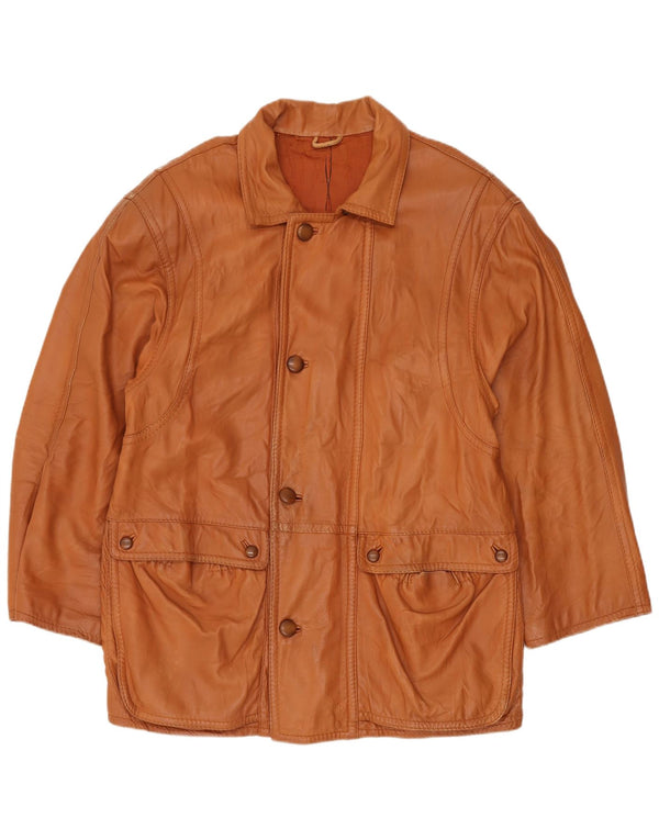 VINTAGE Manteau en cuir homme IT 54 2XL Cuir marron