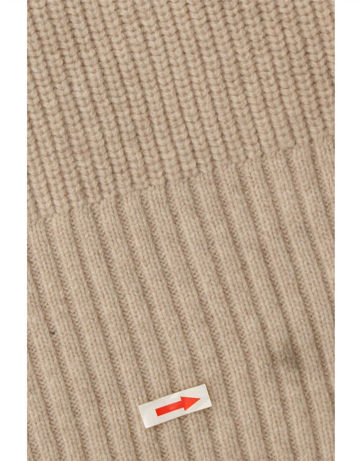 Zara Pull surdimensionné à col roulé pour femme UK 10 Petite laine beige