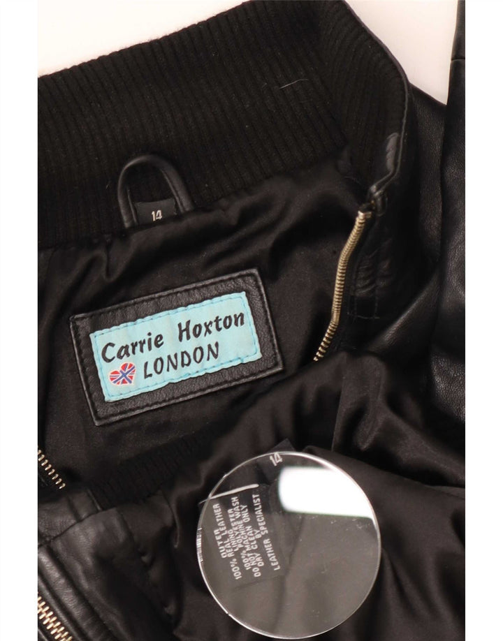 Carrie Hoxton Veste en cuir pour femme UK 14 Medium Noir