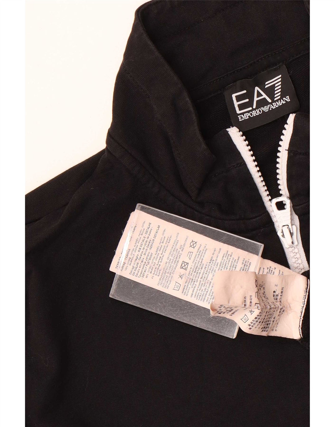 Emporio Armani Veste de survêtement graphique pour homme en coton noir moyen