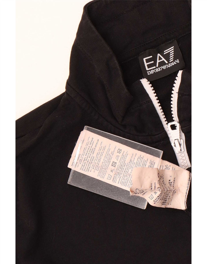 Emporio Armani Veste de survêtement graphique pour homme en coton noir moyen