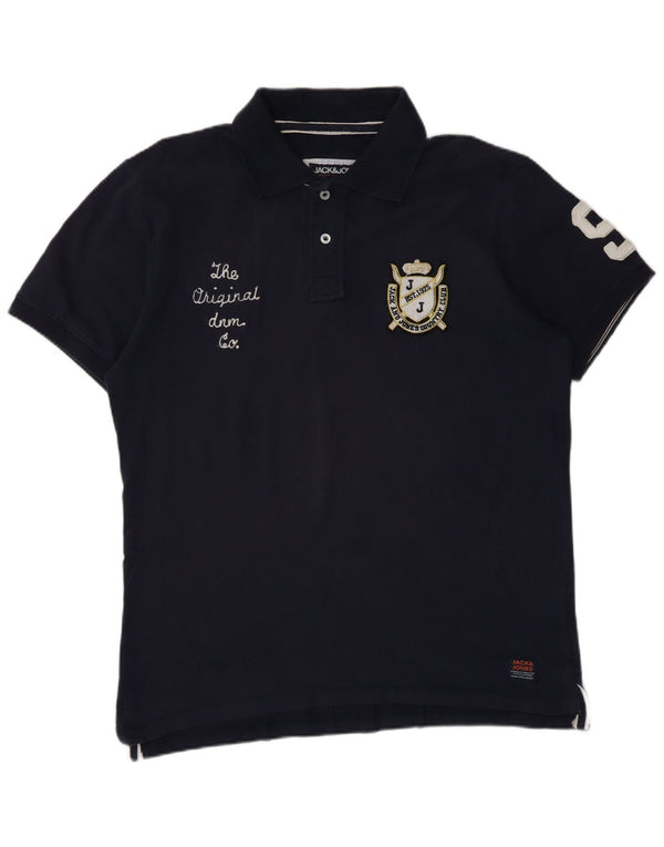 Jack & Jones Polo Graphique Homme XL Bleu Marine Coton