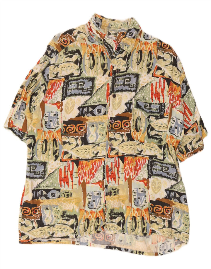 C&A Chemise à Manches Courtes Homme Large Viscose Géométrique Multicolore