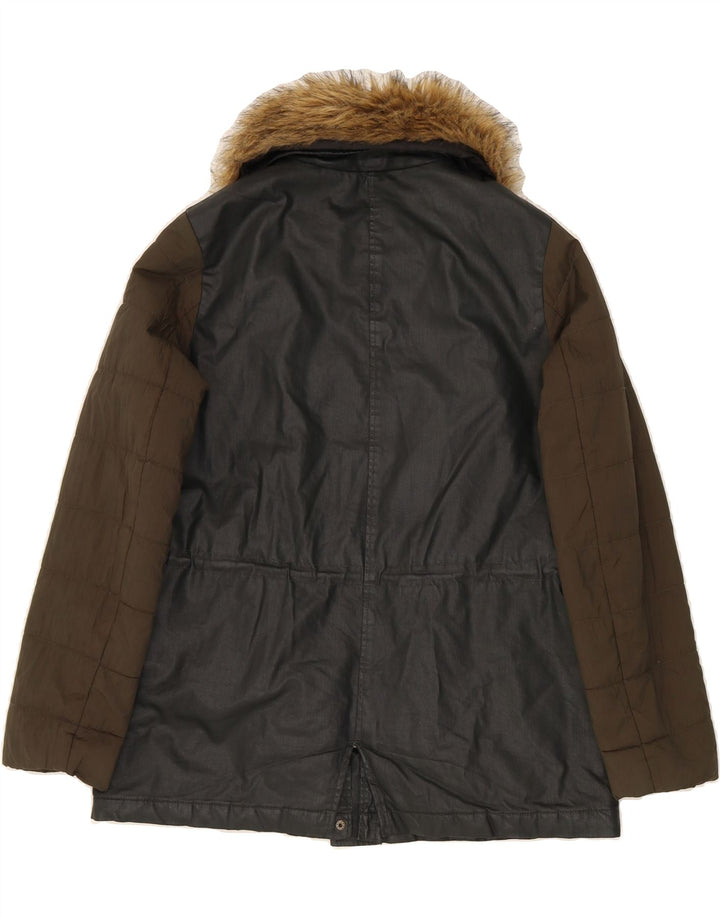 MONSOON Womens Windbreaker Jacket UK 14 Large Black Colourblock Cotton Vintage Monsoon and Second-Hand Monsoon from Messina Hembry 