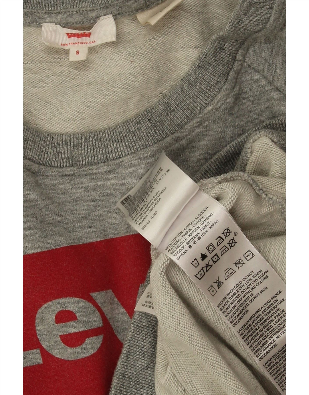 Levi's Sweat-shirt oversize graphique pour femme UK 10 Small Gris Coton