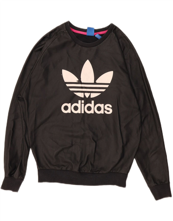 Adidas Sweat-shirt surdimensionné graphique pour femme UK 8 Petit Noir