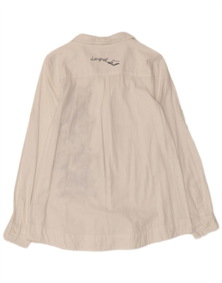 DESIGUAL Chemise graphique pour femme UK 10 Petit coton floral blanc