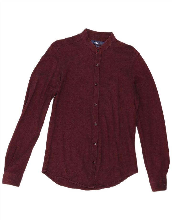 Zara Chemise Slim Fit Petit Bordeaux Homme