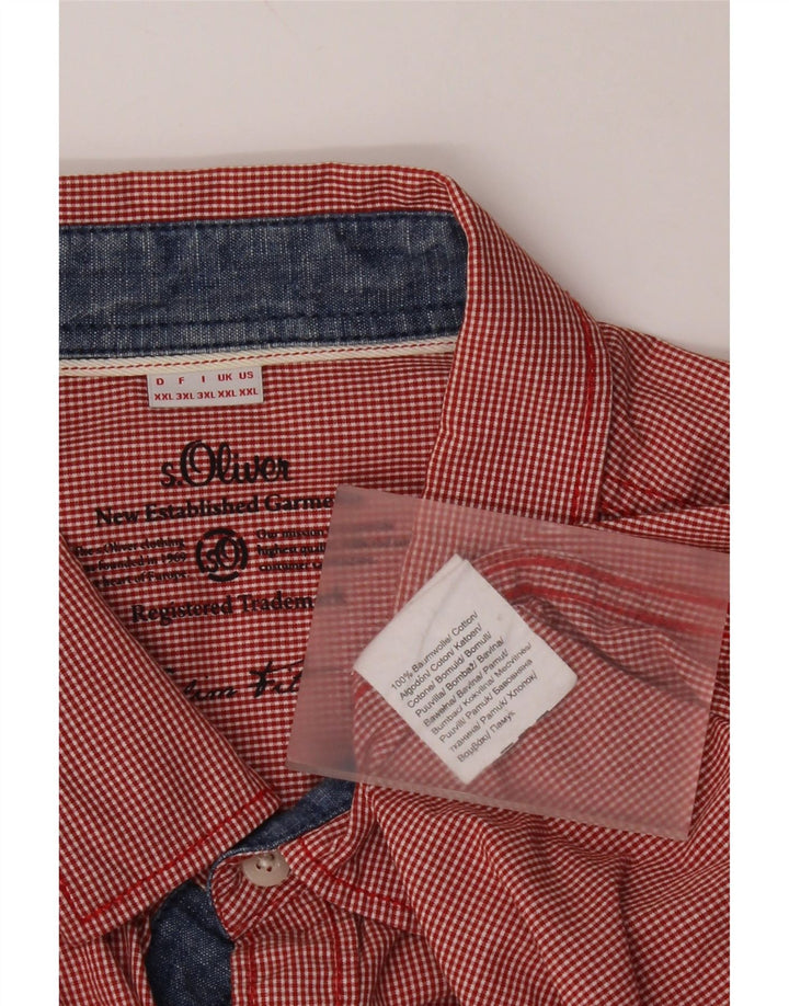 S.Oliver Chemise cintrée pour homme 2XL en coton vichy rouge