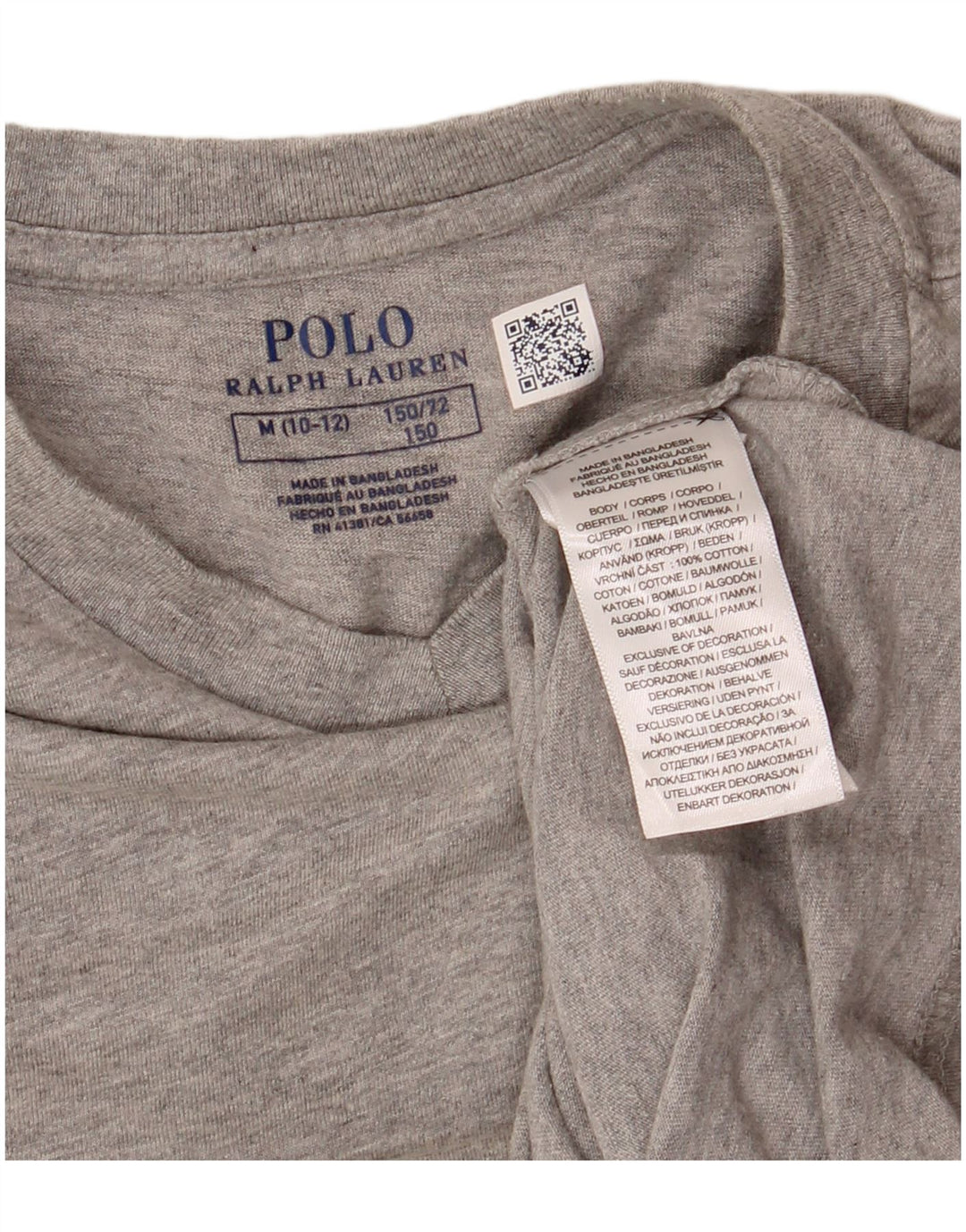 POLO RALPH LAUREN T-Shirt Fille 8-9 ans Gris Moyen Moucheté Coton