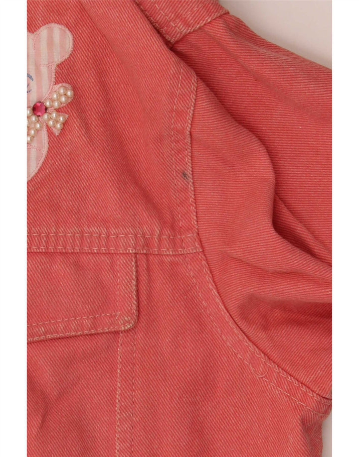 vintage Femme Teddy Bear Graphic Denim Veste IT 42 Coton Rose Moyen