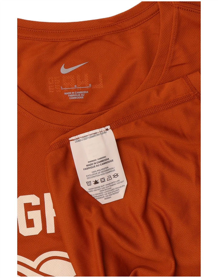 NIKE T-shirt graphique pour femme UK 14 Large Orange Polyester