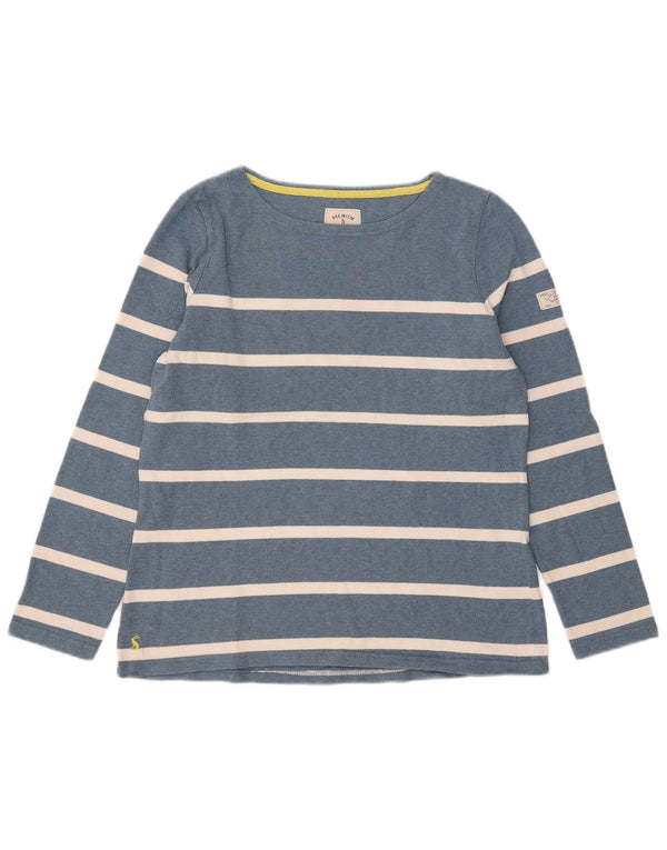 Joules Haut à manches longues pour femme UK 44 Large Bleu Rayé Coton