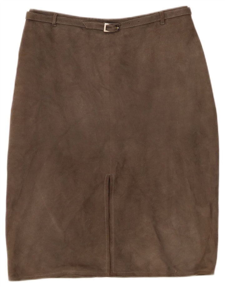 jupe en daim femme vintage IT 44 Medium W26 Cuir Kaki