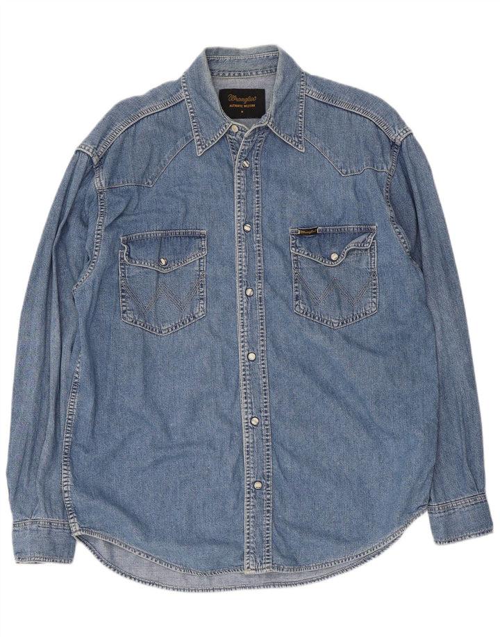 Wrangler Chemise en Jean Homme Bleu Moyen Coton