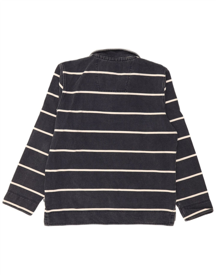 CREW CLOTHING Sweat-shirt à col zippé pour homme, grand, bleu marine, rayé