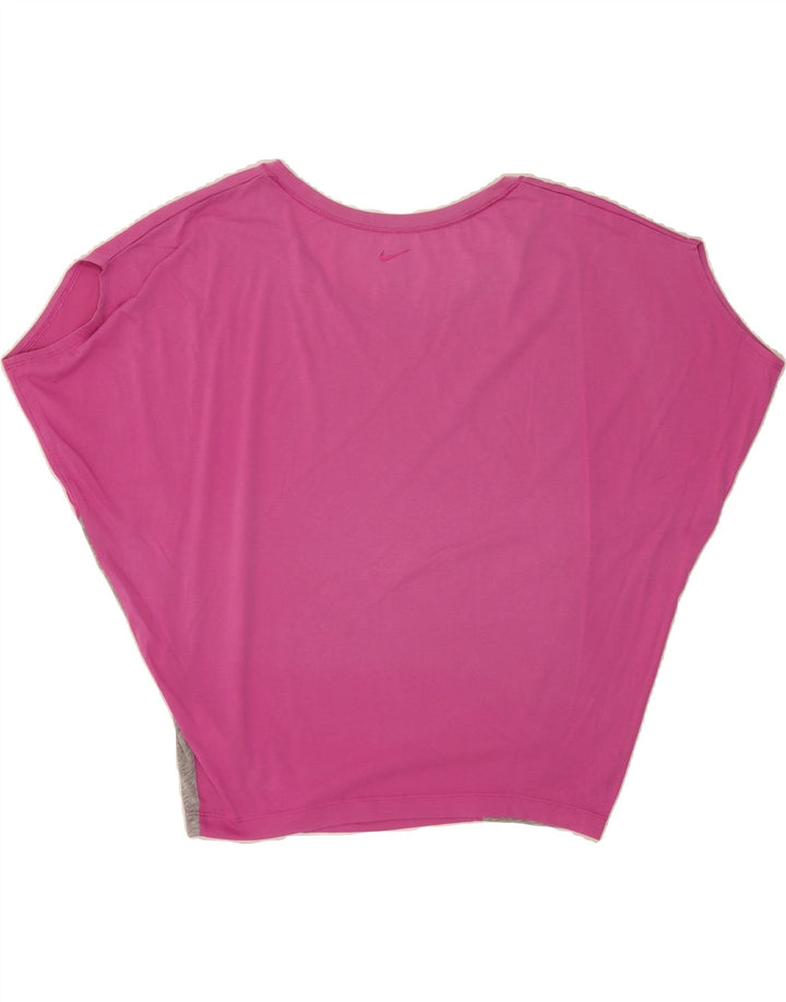 NIKE Womens Dri Fit Batwing Blouse Top UK 14 Medium Pink Colourblock Vintage Nike and Second-Hand Nike from Messina Hembry 