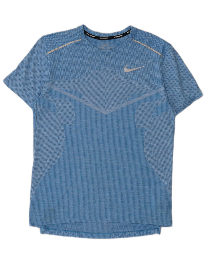 Nike Hommes Dri Fit T-Shirt Haut Petit Bleu Moucheté Polyester
