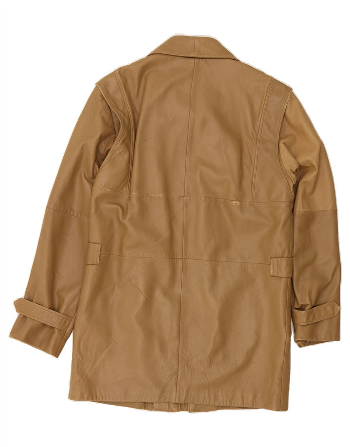 VINTAGE Mens Perugia Leather Coat IT 48 Medium Beige Vintage Vintage and Second-Hand Vintage from Messina Hembry 