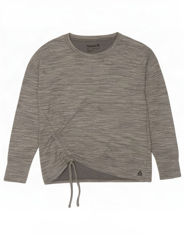 Reebok Femme Haut Oversize Manches Longues UK 10 Petit Gris Moucheté Polyester